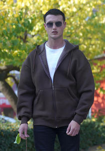 Sudadera con capucha pesada personalizada con cremallera completa, de forro polar, oversize, lisa, unisex, de algodón, al por mayor - Product Image 6