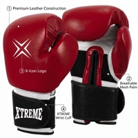 Gants de boxe professionnels, gants d'entraînement en cuir, gants de sport avec fermeture à boucle et crochets, équipement de boxe pour l'entraînement