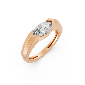 Bague de Fiançailles et de Mariage en Diamant Marquise de Synthèse, Or 14K Plaqué Rhodium, Certifié IGI, Demi-Sertissage Latéral Brillant, Cadeau de Mariage - Product Image 2