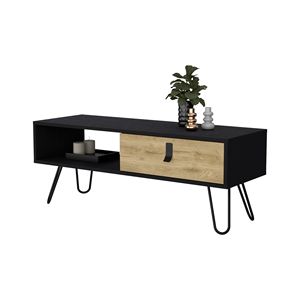 Tavolino da Caffè con Gambe in Legno Macadamia Nero - Product Image 6