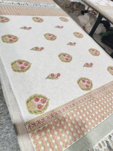 Couverture de canapé tissée en coton indien traditionnel imprimée au bloc, style bohème, pour canapé et lit, décoration intérieure, fournisseur pour commandes en gros - Product Image 1