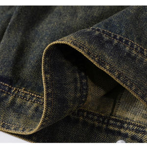 Chaqueta vaquera azul clásica personalizada para hombre al por mayor, chaqueta vaquera vintage desgastada, abrigo tipo camionero de algodón de corte ajustado, ropa urbana - Product Image 4