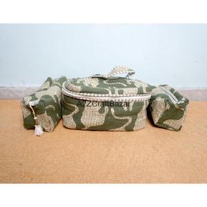 Pochette matelassée à poignée en coton 100% pur, faite à la main, écologique, durable, élégante, avec fermeture éclair, organiseur de cosmétiques, petite trousse de voyage - Product Image 1