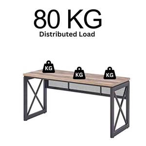 Escritorio para computadora Bedford Industrial X-Frame con gestión de cables de malla – Roble rústico y acero negro - Product Image 3