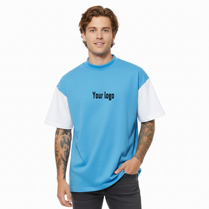 Camiseta de Hombre al por Mayor de la Mejor Calidad, Color Azul Claro, con Mangas Cortas Blancas, Transpirable, Antiarrugas, de Secado Rápido, para Verano - Product Image 1