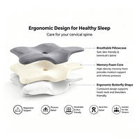Almohada de Espuma Viscoelástica con Forma de Mariposa, Tamaño Individual, Soporte para el Cuello para Dormir de Lado