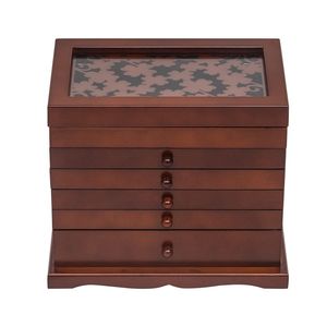 Caja de Almacenamiento de Madera YS Marrón Grande con 6 Niveles y 5 Cajones para Organizar Joyas - Product Image 2