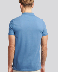 Polo en coton tricoté bleu clair à manches courtes pour homme, couleur unie, respirant, design décontracté, coupe classique, prix abordable, faible MOQ - Product Image 2