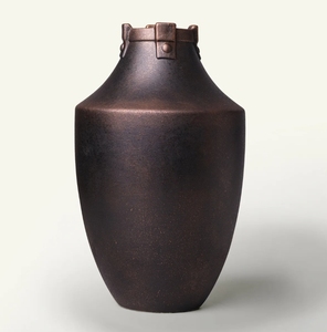 Handmade Modern Dark Bronze Metal Urn <b>Vase</b> Textured Shoulder <b>Decorative</b> Flower Vessel Luxury Living Room Tabletop Centerpiece - Product Image 2