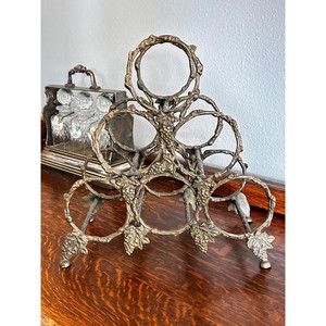Vintage Cast Iron <b>Wine</b> Rack With Grape Design Rust Resistant Metal Holder For Home Bar Storage - Product Image 5