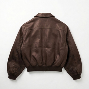 Chaqueta Bomber de Cuero Marrón |   Abrigo clásico de piel sintética con cremallera |   Chaqueta Bomber Oversize Estilo Universitario |   Fabricante OEM Personalizado - Product Image 2