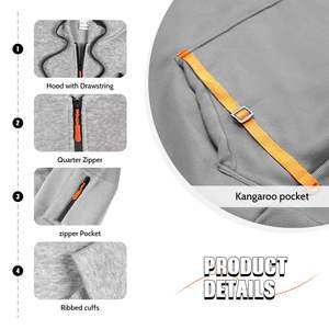 Sudaderas Casuales al por Mayor para Hombre, Mezcla de Algodón, Media Cremallera, Color Personalizado, Sudadera con Capucha para Hombre y Mujer - Product Image 4