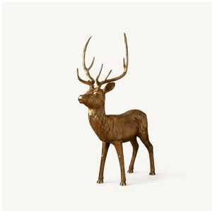 Premium Handcrafted Brass Standing Deer Statue Majestic Golden Reindeer Sculpture For Luxury Home Decor And Festive <b>Christmas</b> - Product Image 1