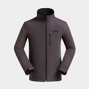 <b>Waterproof</b> 100% Men Polyester Soft Shell <b>Jacket</b> Men's <b>Red</b> Fleece <b>Jacket</b> Stand Collar Zipper Closure Windproof Casual Outdoor - Product Image 2