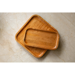 Bandeja de servir de madera rústica hecha a mano con asas de cuerda, bandeja rectangular de madera ecológica para comida, desayuno o mesa de café. - Product Image 5