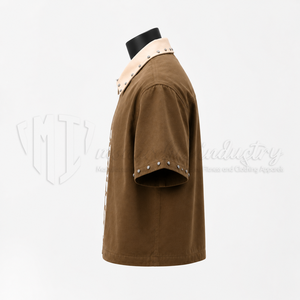 เสื้อเชิ้ตผู้ชายแบบลำลอง ผ้าคอตตอนออร์แกนิค 100% ป้องกันรอยยับ เป็นมิตรต่อสิ่งแวดล้อม แขนสั้น ปกคอพับ ปิดด้วยซิป - Product Image 5