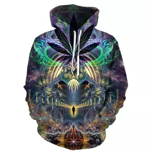 Sweat-shirt à capuche en polaire pour homme, motif floral bleu galaxie, imprimé, décontracté, pour l'hiver - Product Image 6