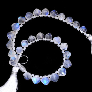 AAA White Moonstone 7mm-8mm Faceted Square Briolette Natural <b>Blue</b> Fire Rainbow Moonstone Semiprecious Gemstone <b>Beads</b> For Jewelry - Product Image 3