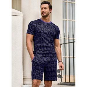 Custom <b>Men's</b> Summer <b>Lounge</b> Sets Breathable <b>Short</b> Sleeve T-Shirts and <b>Shorts</b> with Printed Pattern Matching Loungewear - Product Image 1