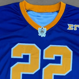 Maillot de football américain SGRho bleu roi et or à manches courtes, motif 22, uniforme sportif personnalisé pour équipes - Product Image 4
