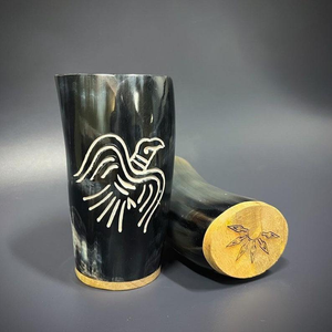 Chope à bière en corne de buffle de style américain traditionnel en grès pour la bière et le vin – Vente en gros - Product Image 2