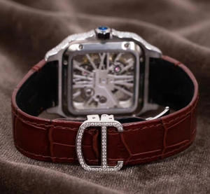 Reloj Mecánico de Lujo Unisex al por Mayor con Correa de Cuero, Cristal Analógico Miyota, Caja de Acero Inoxidable y Diamantes de Moissanita - Product Image 3