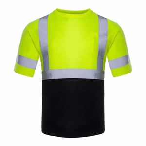 Custom Made ANSI Class 1 High Vis Reflective Safety T-Shirt for Men Short Sleeve Workwear with Customized Logo - Product Image 1