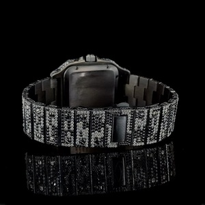 Montre unisexe de qualité supérieure en moissanite VVS, acier inoxydable, or blanc, cadran à chiffres romains avec mouvement automatique - Product Image 4