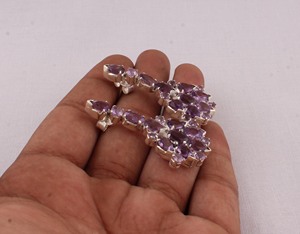 Wholesale Natural Amethyst 925 <b>Sterling</b> <b>Silver</b> <b>Dangle</b> <b>Earrings</b> February Birthstone Purple Gemstone Drop <b>Earrings</b> High Quality - Product Image 2