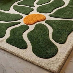 Tapis de luxe abstrait à motifs floraux, tissé à la main, doux et moelleux, antidérapant, pour salon, chambre, hall d'hôtel, tapis décoratif - Product Image 6