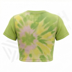 Breathable Women Customized Crop Top Design <b>Tie</b> Dye Athletic Streetwear Workout Gym Yoga Athleisure Clothing Apparel Gear - Product Image 2