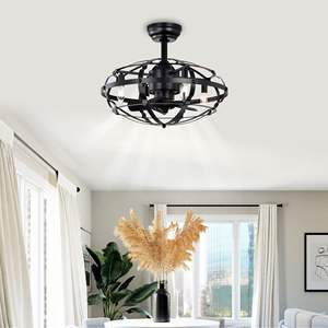 Hete Verkopende Bladloze Gekooide Plafondventilator Met Verlichting Industrieel Ontwerp Voor Woonkamer Slaapkamer Keuken Buiten Gebruik - Product Image 4