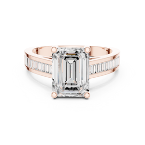 Bague de fiançailles classique minimaliste en or rose 10K avec diamant de laboratoire, bague de précision Roseline, bague Fiora émeraude, bague Union émeraude - Product Image 1