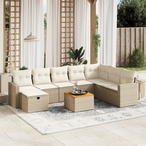 Ensemble de canapés de jardin en rotin beige avec rangement, mobilier d'extérieur 6 places, design contemporain - Product Image 3