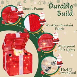 Scatola Regalo di Babbo Natale Motorizzata da 12 Pollici con 60 Luci LED per Decorazioni Natalizie da Esterno - Product Image 5