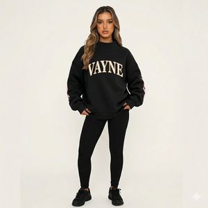 Sudadera Urbana Moderna con Cuello Alto para Mujer, Talla Grande, de Algodón Suave y Felpa, Cálida y Cómoda, Estilo Casual para Invierno - Product Image 1