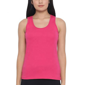 Women's Pink Sleeveless Short Tank Top O-<b>Neck</b> Casual Solid Color Knitted Breathable Spandex/Cotton - Product Image 5