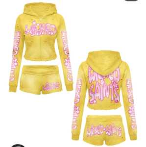 This women’s hoodie and shorts <b>set</b> is designed for comfort styl and everyday versatility Made from high- - Product Image 1