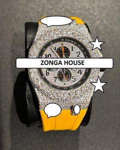 Montre Chronographe Unisexe en Acier Inoxydable, Style Business Luxe Antique Hip-Hop, avec Diamants Moissanite VVS1, Mécanique Analogique, Sertie de Pierres - Product Image 1