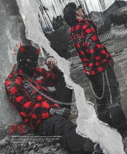 Custom Mens Red Plaid Techwear Fleece <b>Jacket</b> Tactical Streetwear Hip Hop <b>Gothic</b> Sherpa Zip Up Oversized Warm Winter Coat - Product Image 3