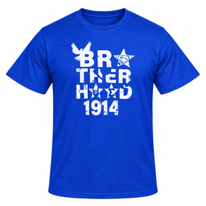 Camiseta gráfica negra para hombre Phi Beta Sigma con diseño Brotherhood 1914 en blanco y azul, manga corta, cuello redondo, informal, para fraternidad - Product Image 3