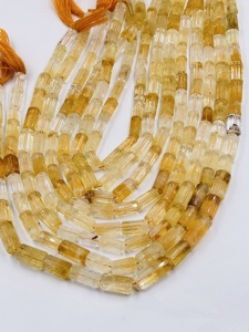 Cuentas de Cuarzo Citrino Amarillo Natural Facetadas en Forma de Tubo de 5x12mm a 6x14mm, Hilo de 14 Pulgadas, Cuentas Sueltas de Piedras Preciosas para Joyería China - Product Image 2