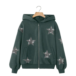 เสื้อฮู้ดดี้ประดับเพชร ผ้าฝ้าย 100% รุ่นใหม่ล่าสุด สวมใส่สบายสำหรับผู้ชาย ผ้าหนา ระบายอากาศได้ดี เหมาะสำหรับฤดูใบไม้ร่วงและฤดูหนาว - Product Image 2