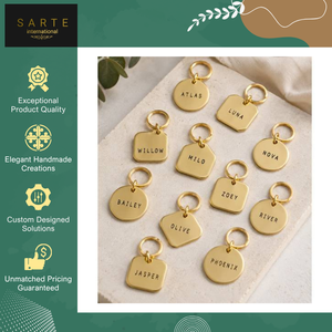 Best Quality Custom Engraved Eco-Friendly Modern Brass Pet ID <b>Tags</b> Personalized Dog <b>Cat</b> Name <b>Tags</b> with Gold Color - Product Image 6