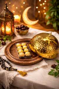 Morden Luxury Acacia Wood Serving Dishes With Brass Golden Lid Arabic Ramadan Serving Platter Islamic Home Decor for Eid Use - Product Image 5