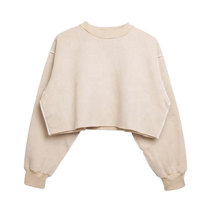 Sudadera corta informal para mujer, diseño diario, sudadera corta de felpa suave, estilo minimalista, sudadera corta para mujer - Product Image 3