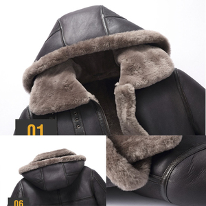 Chaqueta de Aviador de Cuero Genuino para Hombre con Forro de Algodón, Cierre de Cremallera de Secado Rápido, Estilo Motero de Invierno, Abrigo Cálido Estándar - Product Image 6
