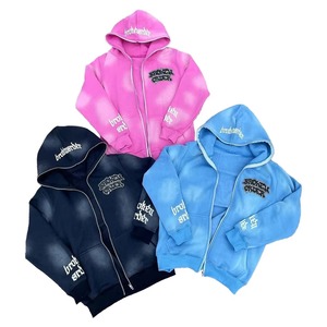 Ensemble de survêtement personnalisé brodé effet vieilli, comprenant un sweat à capuche et un pantalon de survêtement évasé 2026, style streetwear vintage, OEM ODM - Product Image 6