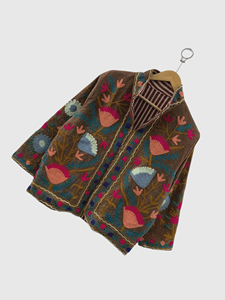 Hand Embroidered Floral <b>Velvet</b> Jacket Full Sleeve Plus Size Women's Autumn Coat Prairie Chic Style - Product Image 3