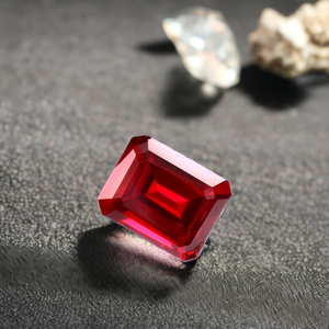 Pierre précieuse rubis rouge de laboratoire à facettes octogone taille émeraude calibrée pour bijoux pierres précieuses en vrac traitées thermiquement - Product Image 2